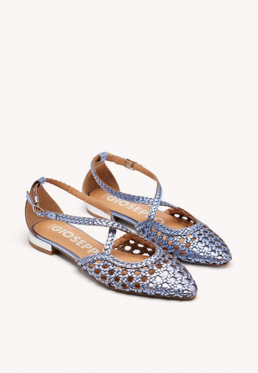 BALLERINE IN PELLE BLU CON INTRECCI PER DONNA LESKOVIC