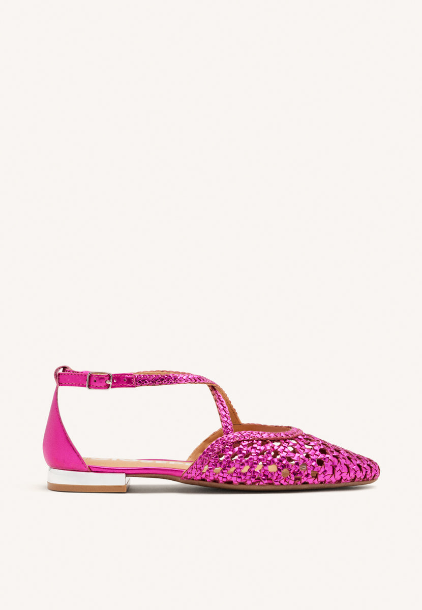 BALLERINE IN PELLE COLOR FUCSIA CON INTRECCI PER DONNA LESKOVIC