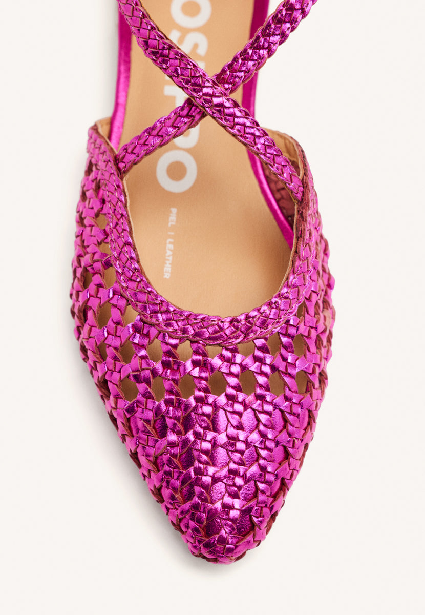 BALLERINE IN PELLE COLOR FUCSIA CON INTRECCI PER DONNA LESKOVIC