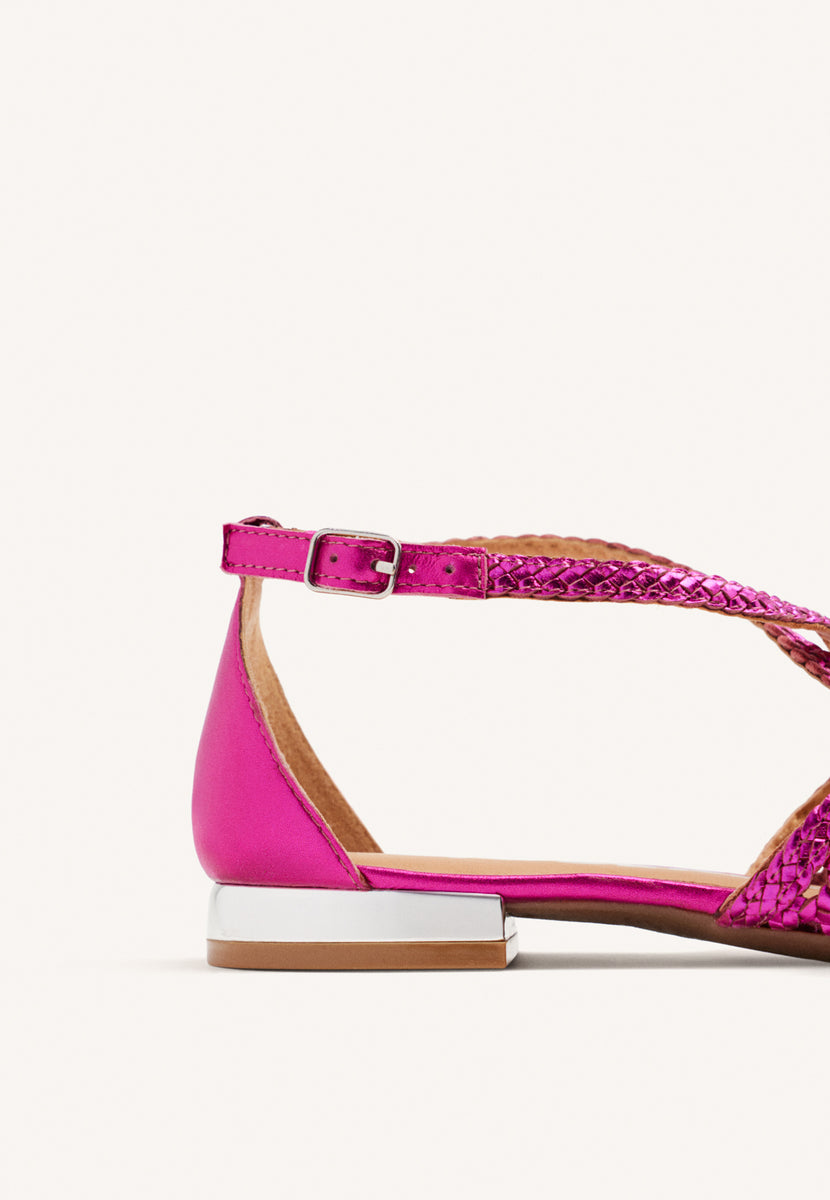 BALLERINE IN PELLE COLOR FUCSIA CON INTRECCI PER DONNA LESKOVIC