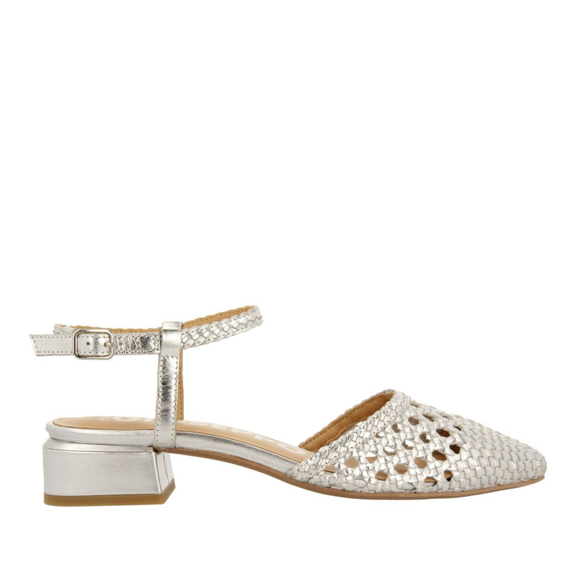 BALLERINE INTRECCIATE IN PELLE COLOR ARGENTO PER DONNA MINEO