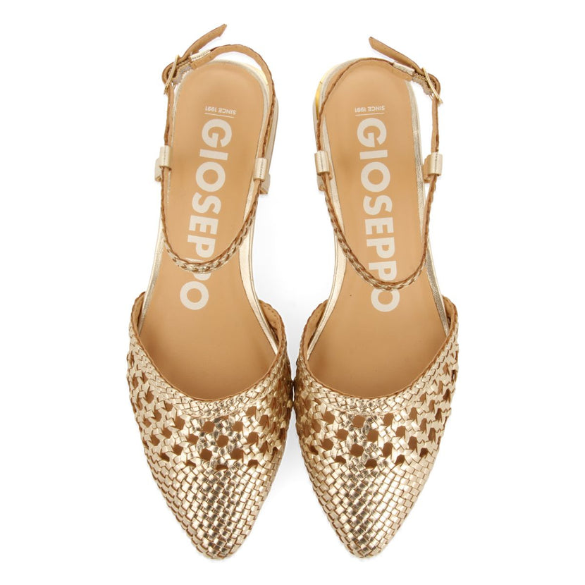 BALLERINE INTRECCIATE IN PELLE COLOR PLATINO PER DONNA MINEO