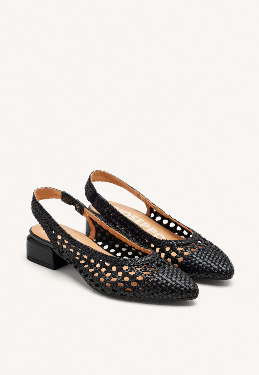 BALLERINE INTRECCIATE IN PELLE NERA PER DONNA PISKOVE