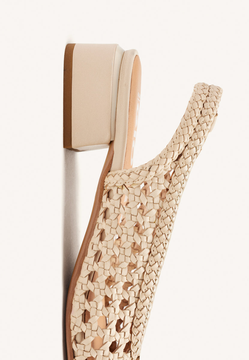 BALLERINE INTRECCIATE IN PELLE COLOR OFF-WHITE PER DONNA PISKOVE