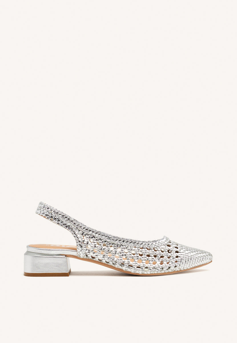 BALLERINE INTRECCIATE IN PELLE COLOR ARGENTO PER DONNA PISKOVE