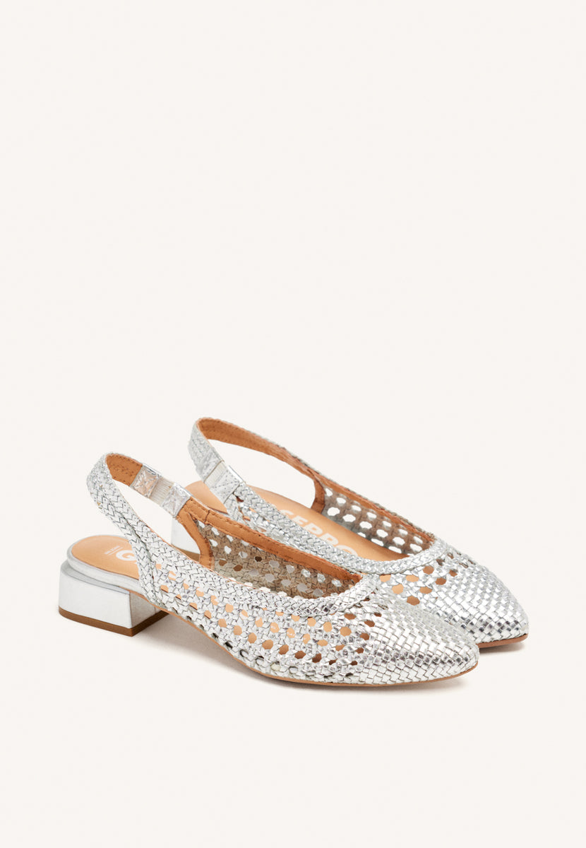 BALLERINE INTRECCIATE IN PELLE COLOR ARGENTO PER DONNA PISKOVE