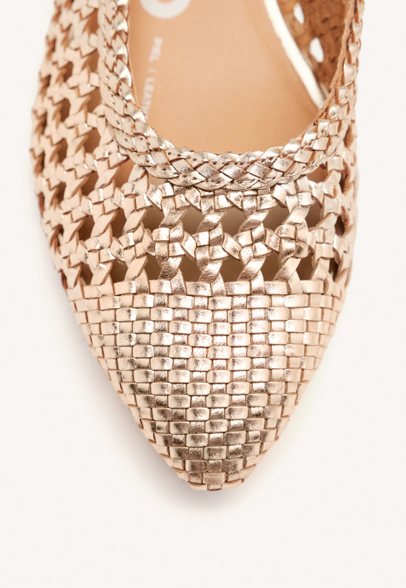 BALLERINE INTRECCIATE IN PELLE COLOR PLATINO PER DONNA PISKOVE