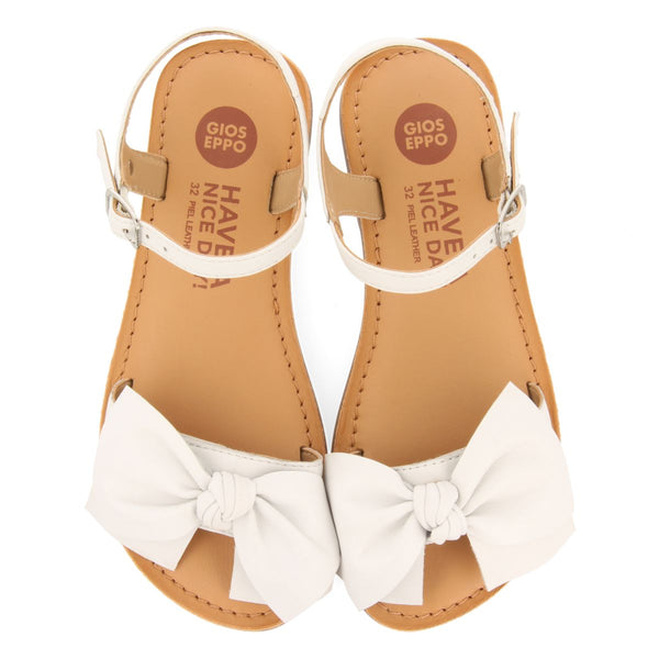 SANDALIAS BLANCAS DE PIEL CON LAZO PARA NIÑA Y NIÑO VARZIM
