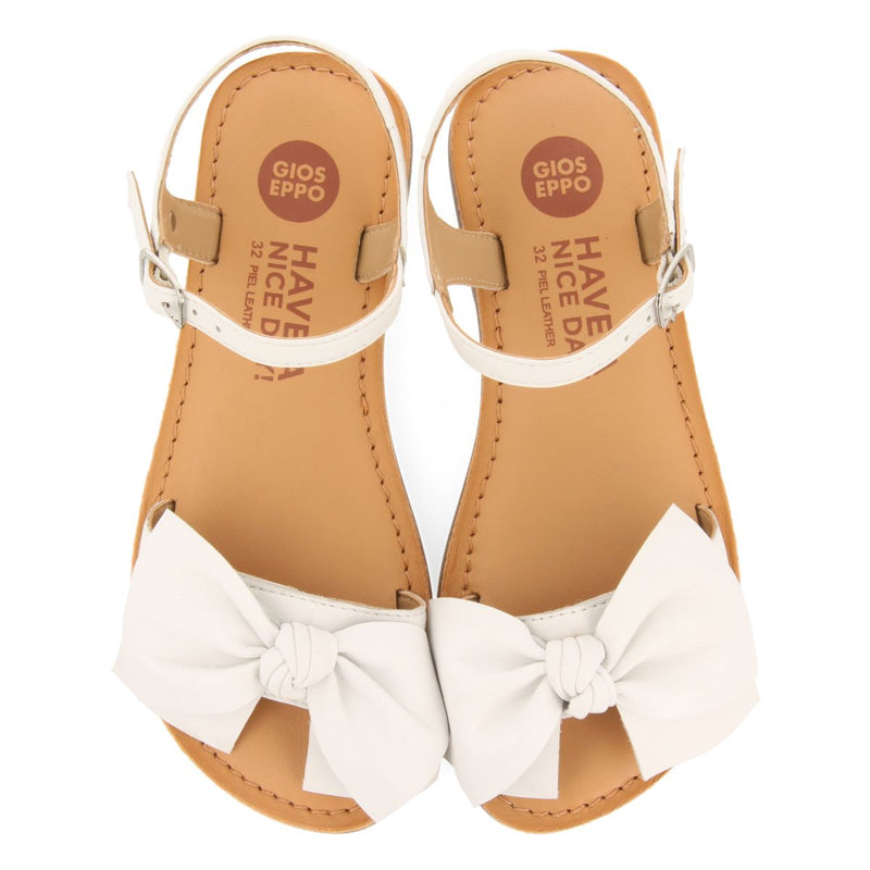 SANDALIAS BLANCAS DE PIEL CON LAZO PARA NIÑA Y NIÑO VARZIM