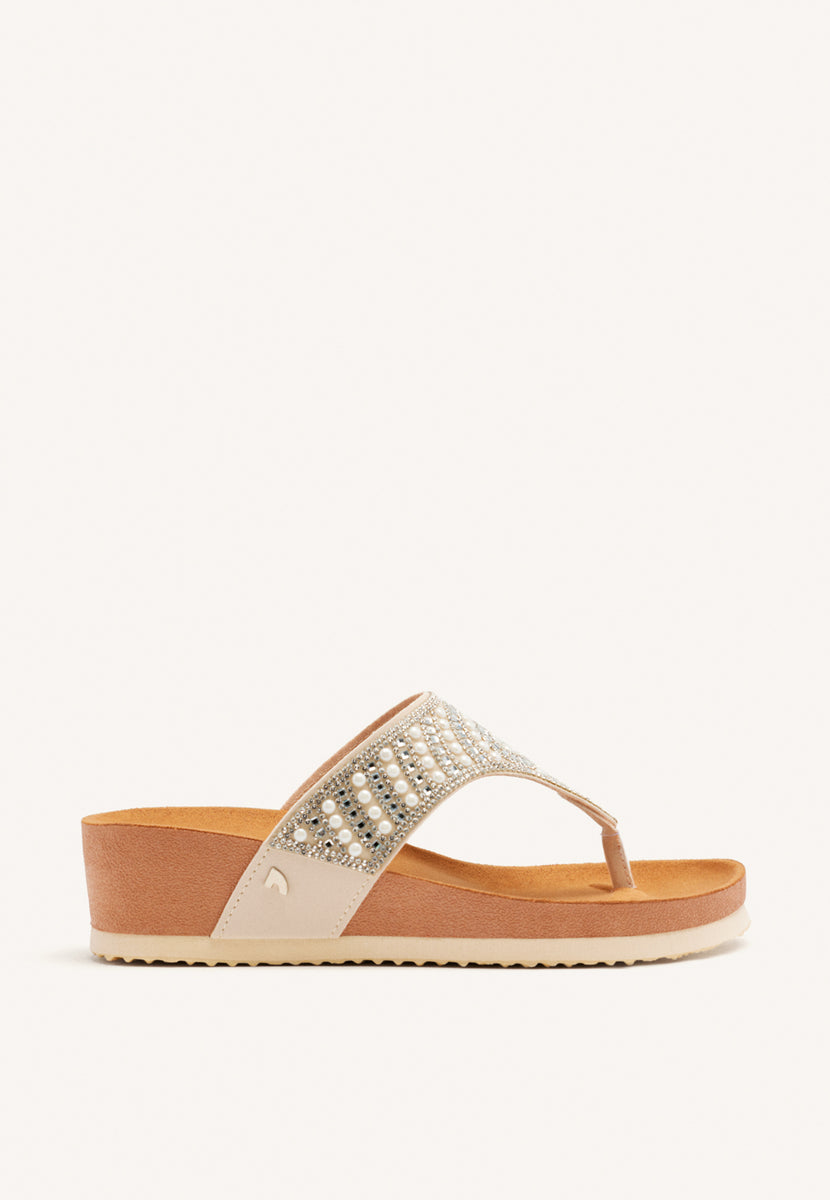 SANDALI CON ZEPPA E STRISCE CON STRASS PER DONNA BODMIN