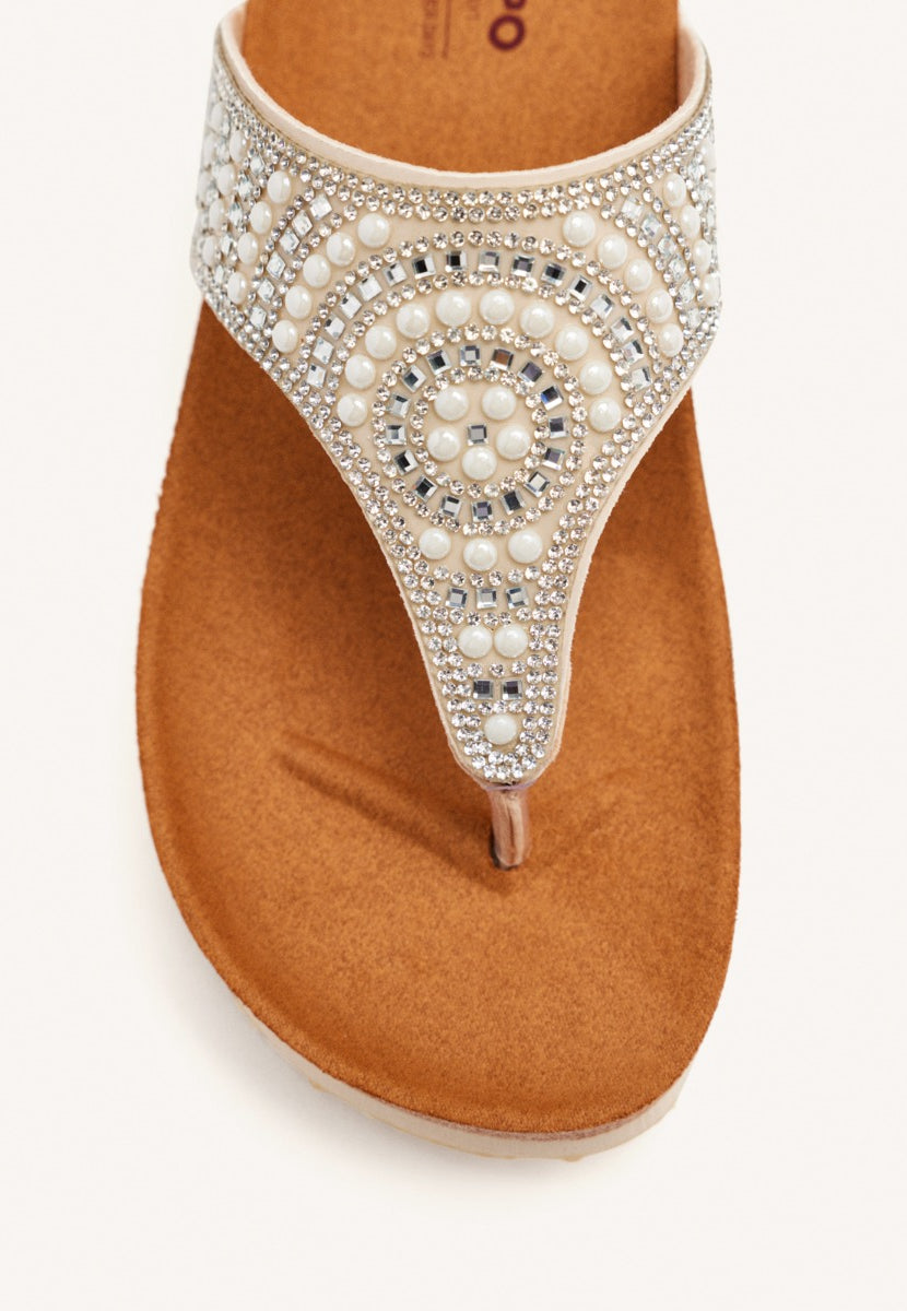 SANDALI CON ZEPPA E STRISCE CON STRASS PER DONNA BODMIN