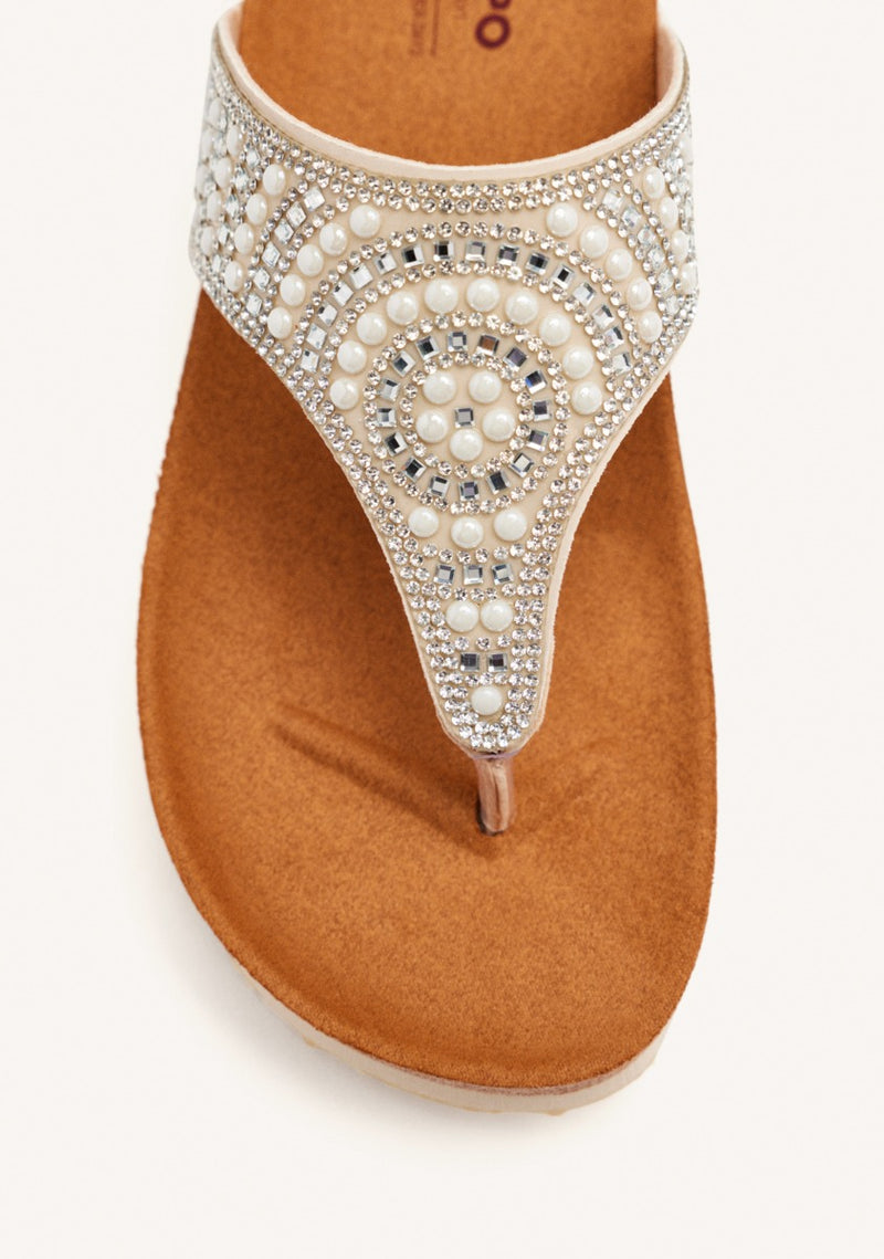 SANDALI CON ZEPPA E STRISCE CON STRASS PER DONNA BODMIN