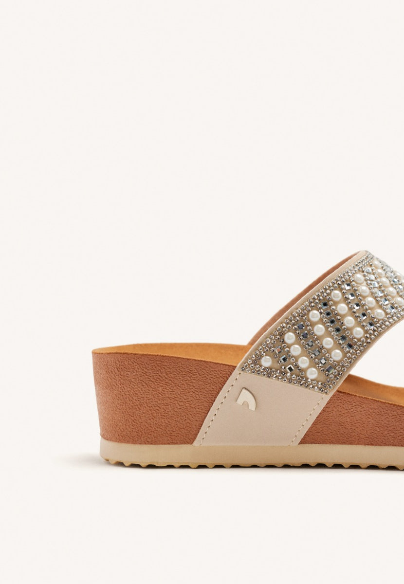 SANDALI CON ZEPPA E STRISCE CON STRASS PER DONNA BODMIN