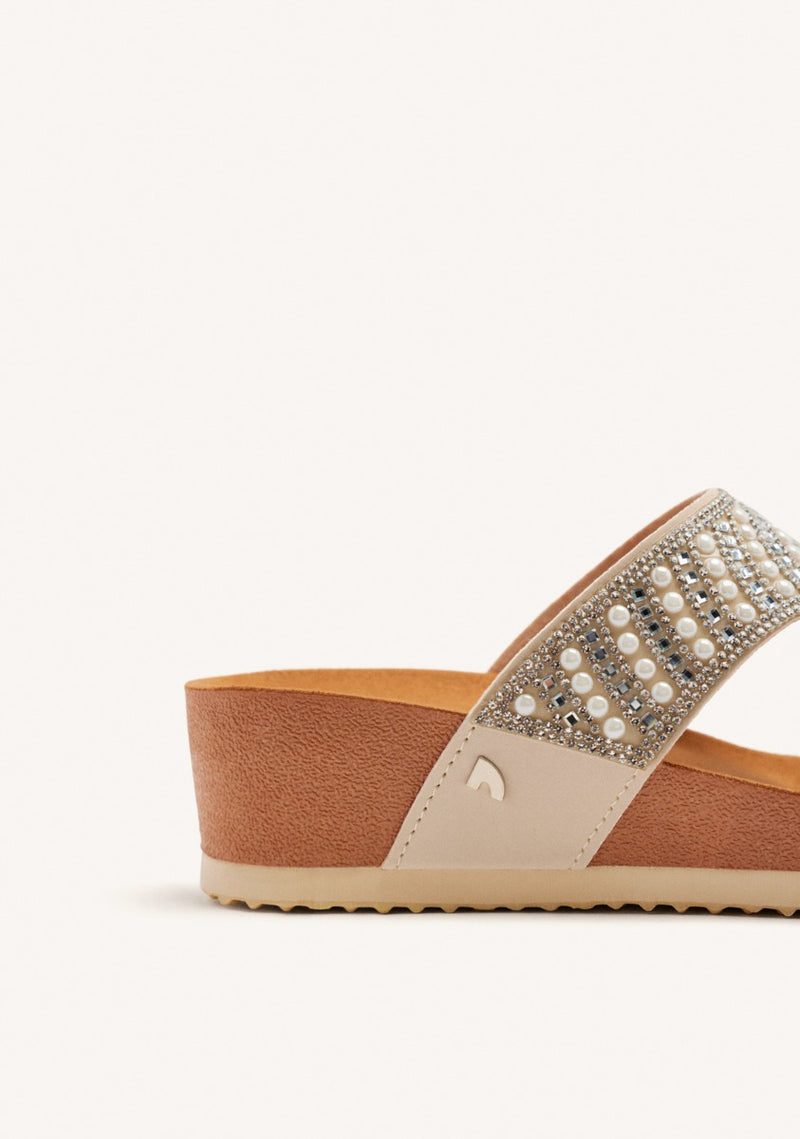 SANDALI CON ZEPPA E STRISCE CON STRASS PER DONNA BODMIN