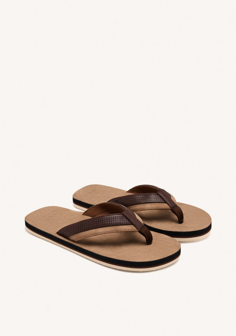 CHANCLAS MARRONES CON CORTE BICOLOR PARA HOMBRE BRENT