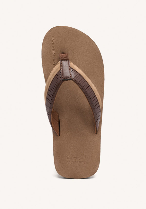 CHANCLAS MARRONES CON CORTE BICOLOR PARA HOMBRE BRENT