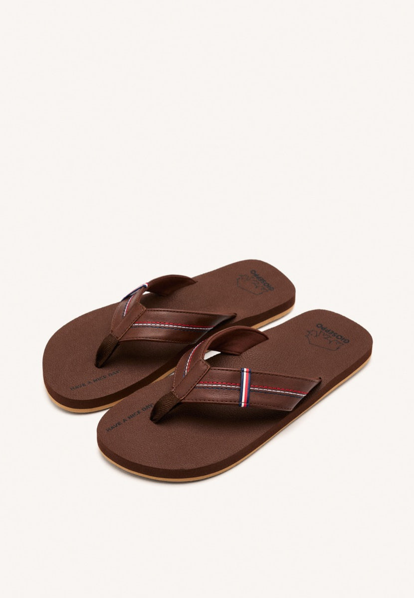 TONGS MARRON AVEC DES DÉTAILS DE COULEURS POUR HOMME CUTLER