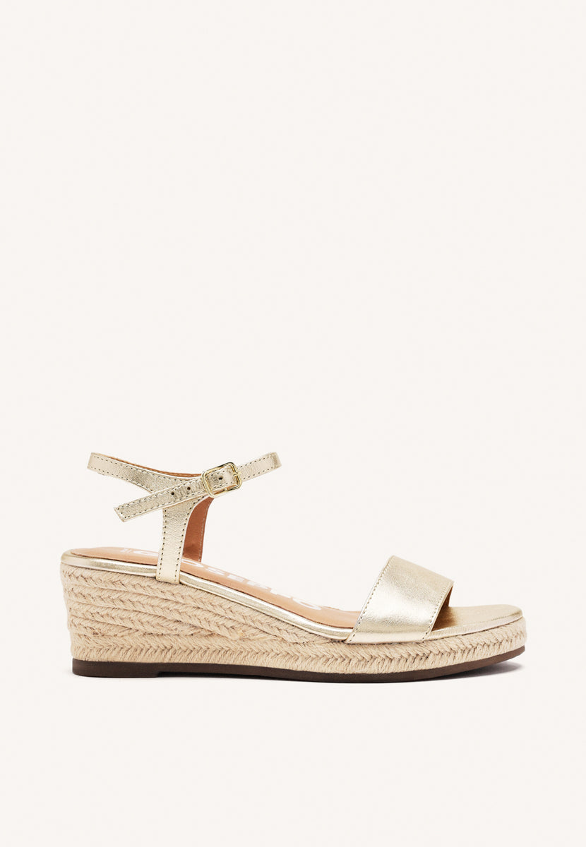 SANDALI IN PELLE COLORE PLATINO CON ZEPPA IN IUTA PER DONNA YALAHA