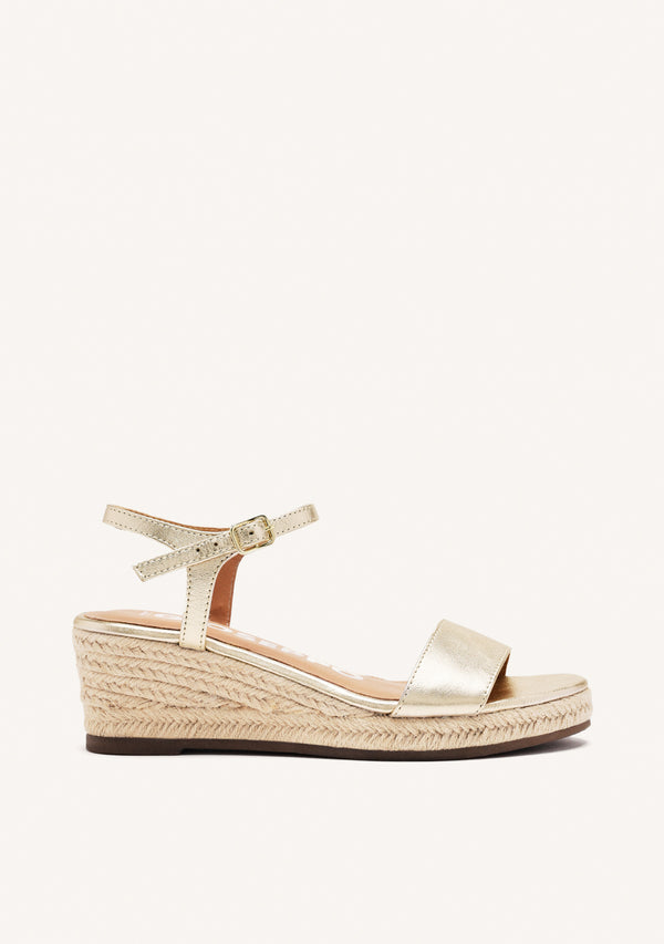 SANDALI IN PELLE COLORE PLATINO CON ZEPPA IN IUTA PER DONNA YALAHA