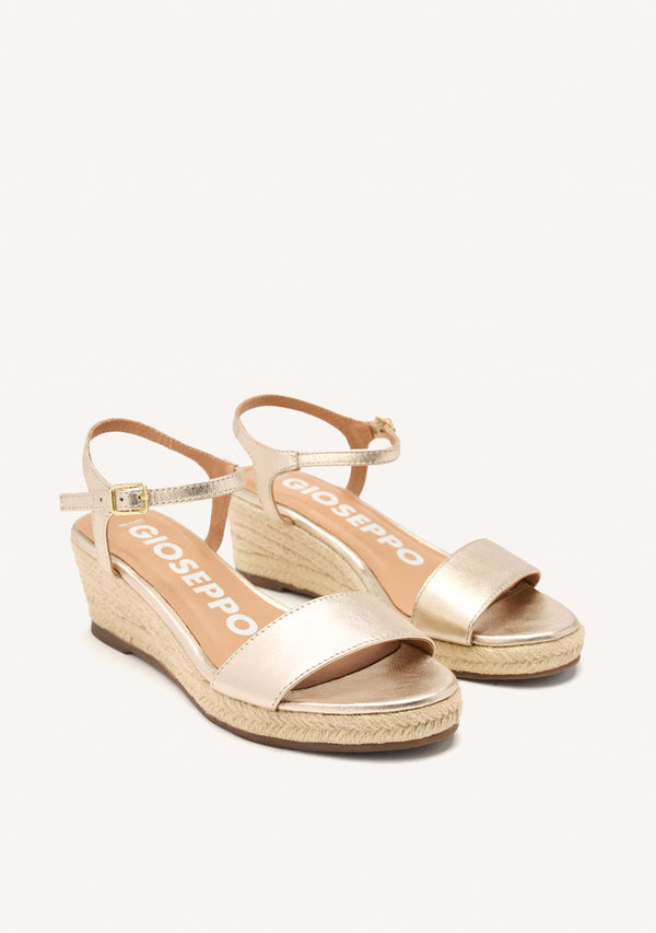 SANDALI IN PELLE COLORE PLATINO CON ZEPPA IN IUTA PER DONNA YALAHA