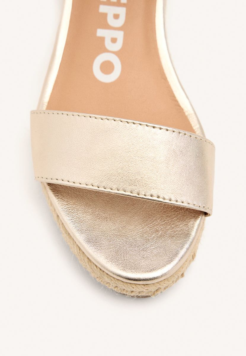 SANDALI IN PELLE COLORE PLATINO CON ZEPPA IN IUTA PER DONNA YALAHA
