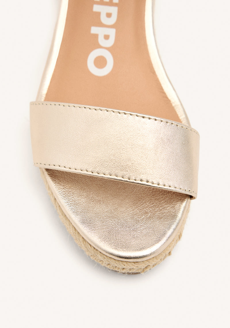 SANDALI IN PELLE COLORE PLATINO CON ZEPPA IN IUTA PER DONNA YALAHA