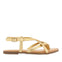 SANDALIAS DE PIEL DORADAS DE TIRAS CRUZADAS PARA MUJER FUNARE