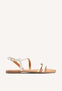 SANDALIAS DE PIEL CON TIRAS BLANCAS Y METALIZADAS PARA MUJER BARGEME