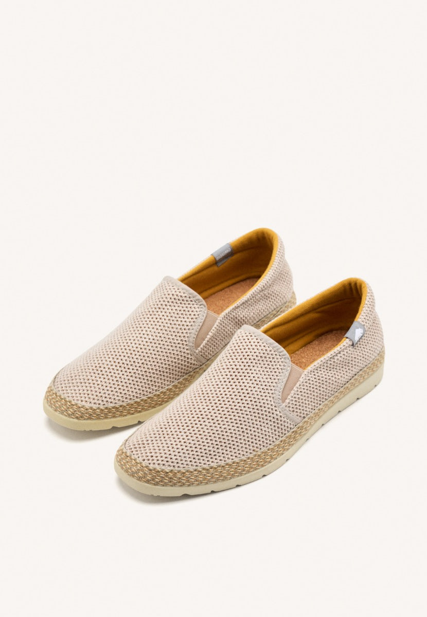 ESPADRILLES DE COULEUR BEIGE EN MAILLE AVEC COTON RECYCLÉ POUR HOMME YACOLT