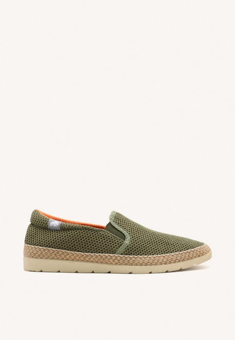 ESPADRILLES DE COULEUR KAKI EN MAILLE AVEC COTON RECYCLÉ POUR HOMME YACOLT