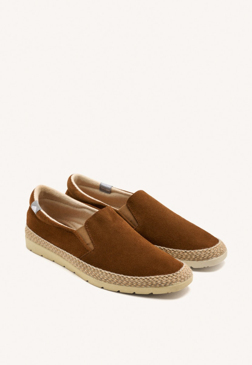 ESPADRILLAS COLOR CUOIO IN PELLE CON ELASTICI E COTONE RICICLATO PER UOMO PROGER