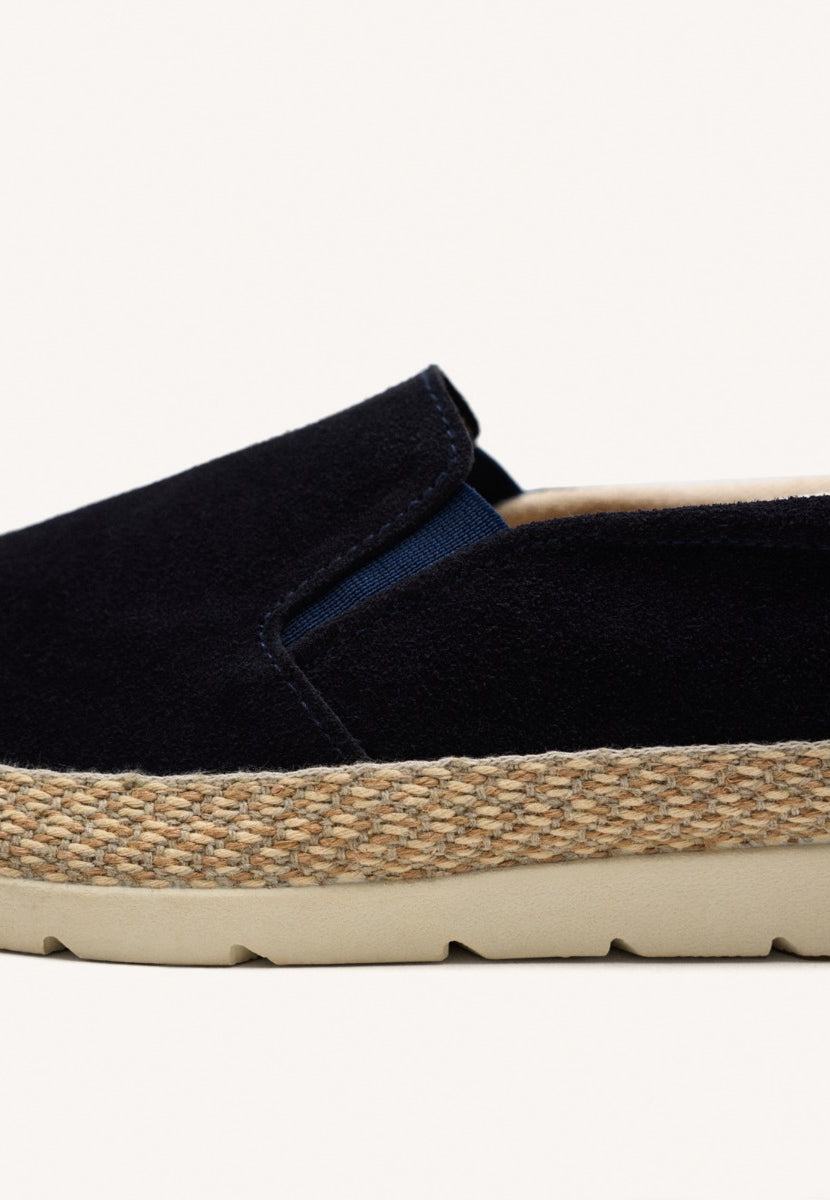 ESPADRILLAS COLOR BLU MARINO IN PELLE CON ELASTICI E COTONE RICICLATO PER UOMO PROGER