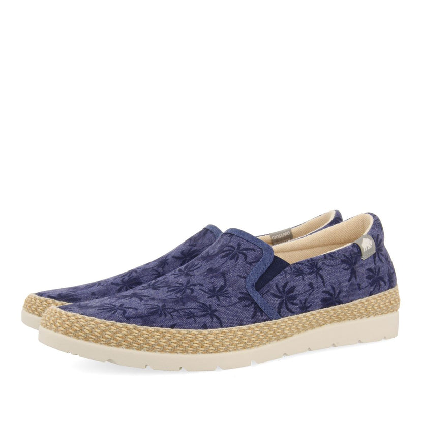 ESPADRILLES COLOR AZUL MARINO CON ESTAMPADO DE PALMERAS Y ALGODÓN RECICLADO PARA HOMBRE SORTINO