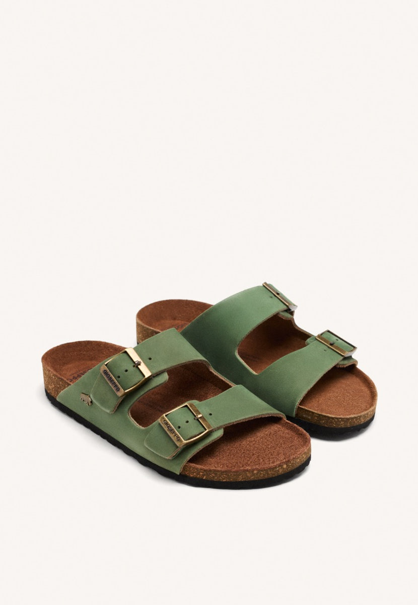 SANDALES EN CUIR KAKI AVEC SEMELLE BIO POUR HOMME VIZZINI