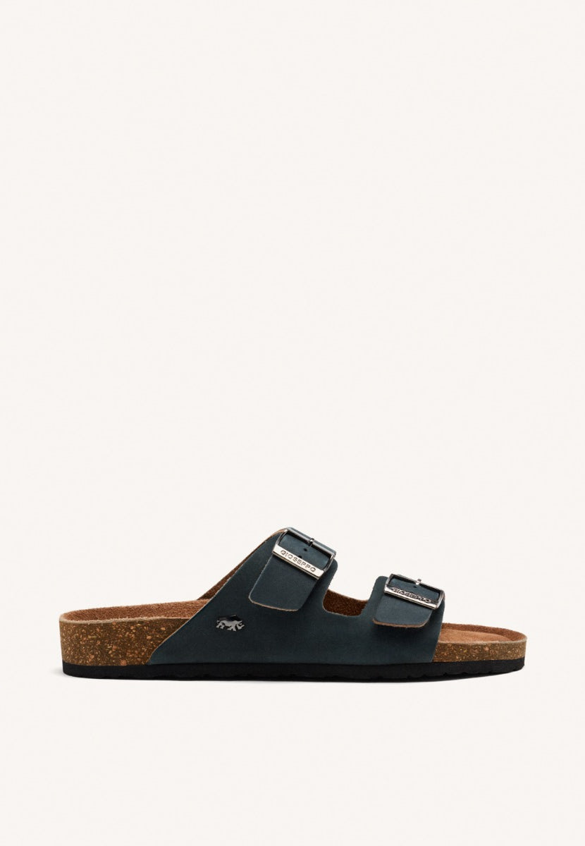 SANDALES NOIRES EN CUIR AVEC SEMELLE BIO POUR HOMME VIZZINI