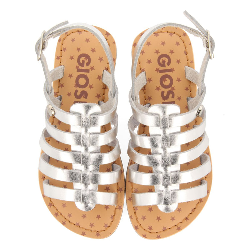 SILVER LEATHER ROMAN STYLE SANDALS FOR GIRL AND BOY LENI