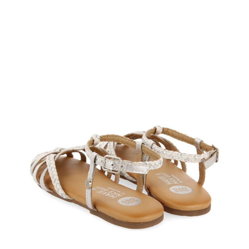 WHITE LEATHER SANDALS WITH METALLIC DETAILS CANGREJERA STYLE FOR GIRL AND BOY BELSH