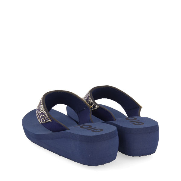SANDALI BLU NAVY CON ZEPPA E STRASS PER DONNA CUDJOE