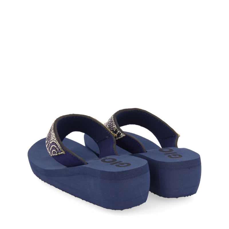 SANDALI BLU NAVY CON ZEPPA E STRASS PER DONNA CUDJOE