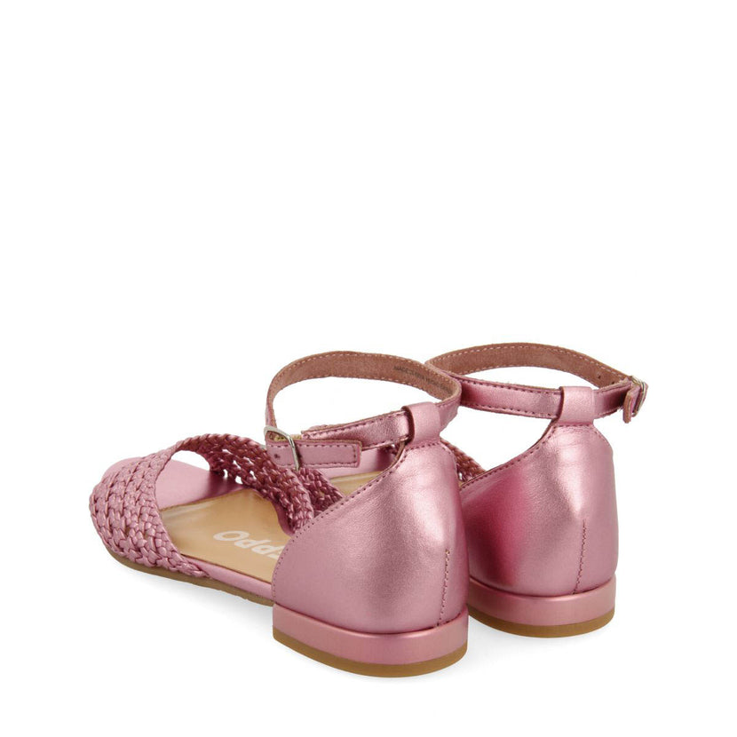 BALLERINE ROSA A PUNTA APERTA IN PELLE CON INTRECCI E CHIUSURA A BRACCIALE PER DONNA MAUPIN