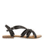 SANDALIAS NEGRAS DE PIEL CON TIRAS CRUZADAS PARA MUJER GOLAJ