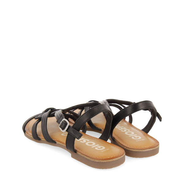 SANDALIAS NEGRAS DE PIEL CON TIRAS CRUZADAS PARA MUJER GOLAJ