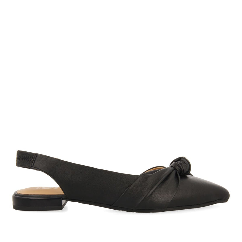 BALLERINE SCARPE A PUNTA NERE IN PELLE CON DETTAGLIO DI NODO PER DONNA IBALLE