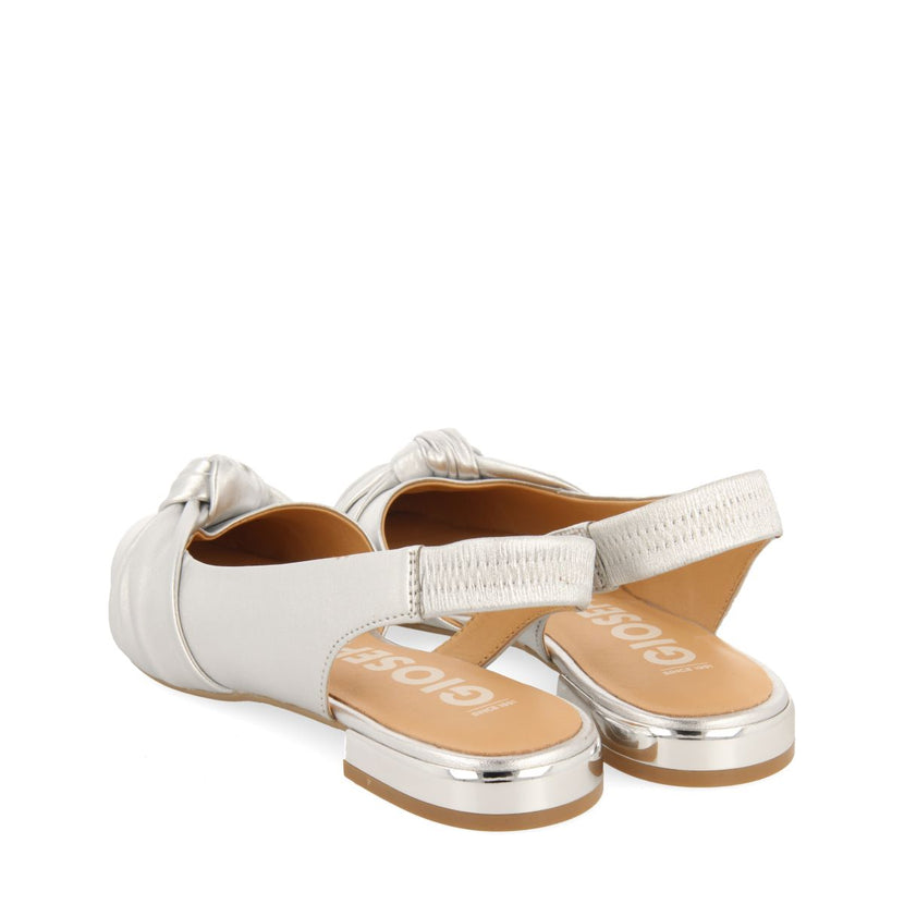 BALLERINE SENZA TACCO IN PELLE COLOR ARGENTO CON DETTAGLIO DI NODO PER DONNA IBALLE