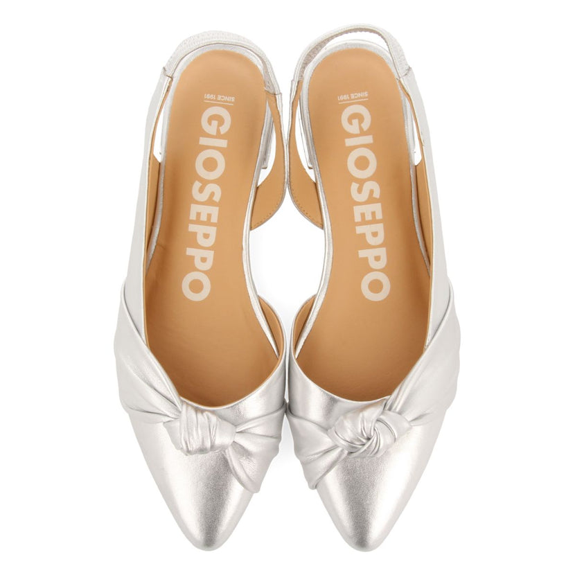 BALLERINE SENZA TACCO IN PELLE COLOR ARGENTO CON DETTAGLIO DI NODO PER DONNA IBALLE