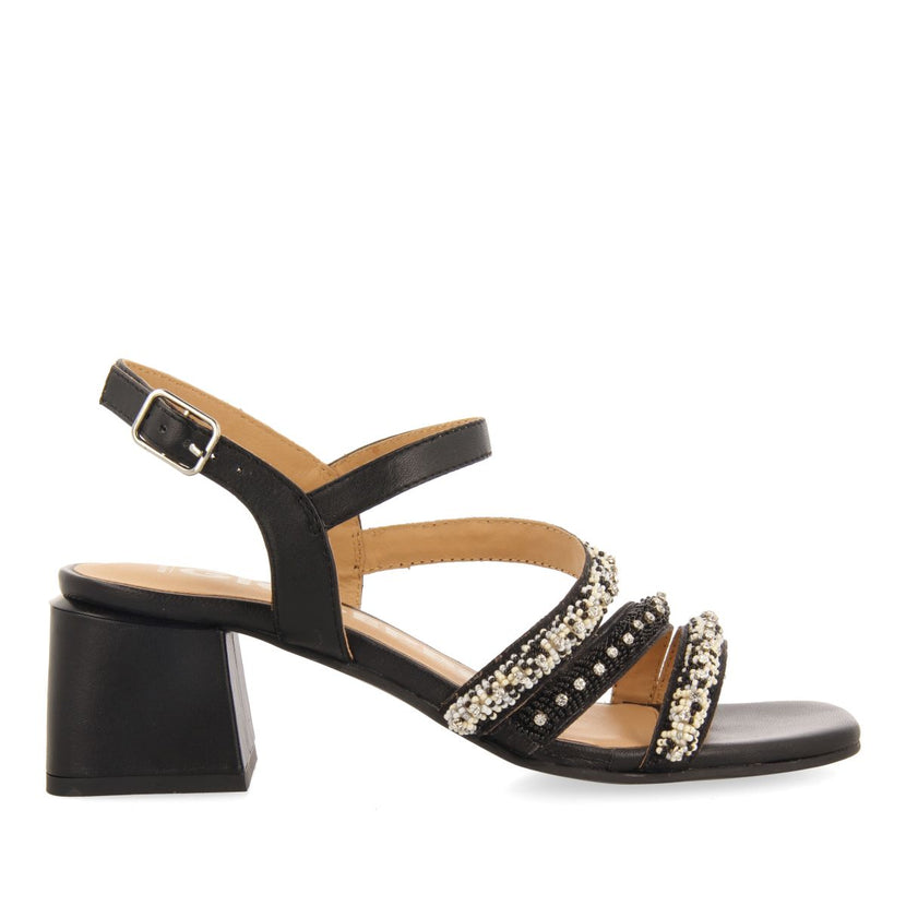 SANDALI CON TACCO NERE CON CINTURINI CON DETTAGLI MULTICOLOR PER DONNA BALAO