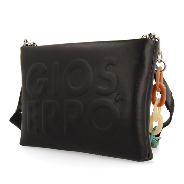 BOLSO DE MANO COLOR NEGRO CON DETALLE DE CADENA MULTICOLOR NOCATEE