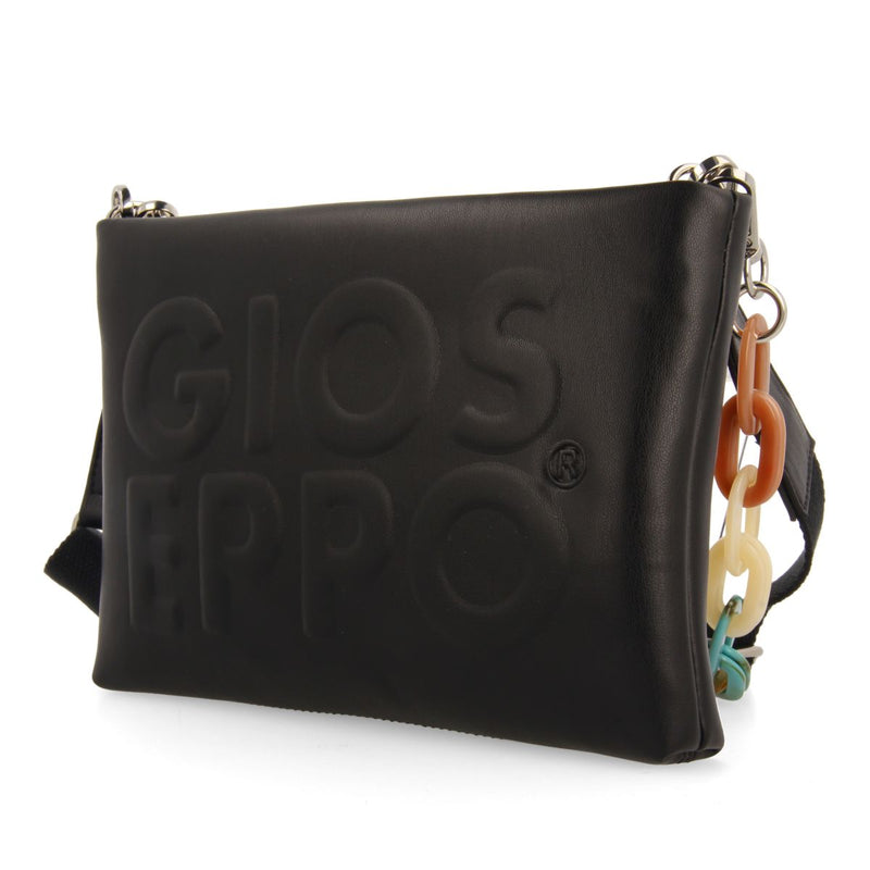 BOLSO DE MANO COLOR NEGRO CON DETALLE DE CADENA MULTICOLOR NOCATEE