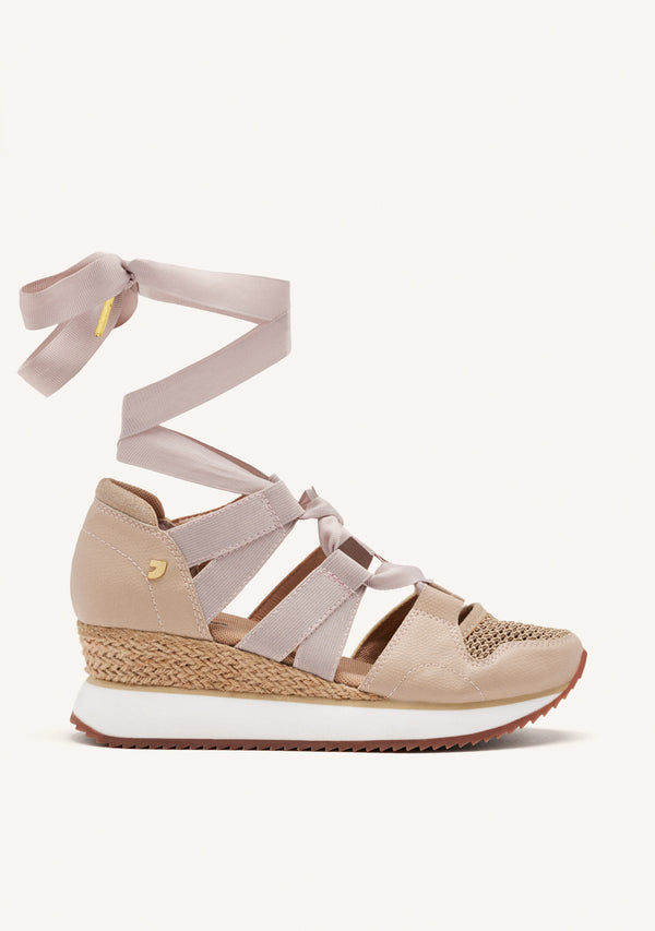 SNEAKERS ABIERTOS BEIGE TIPO ESPADRILLE CON TIRAS PARA MUJER MUIR
