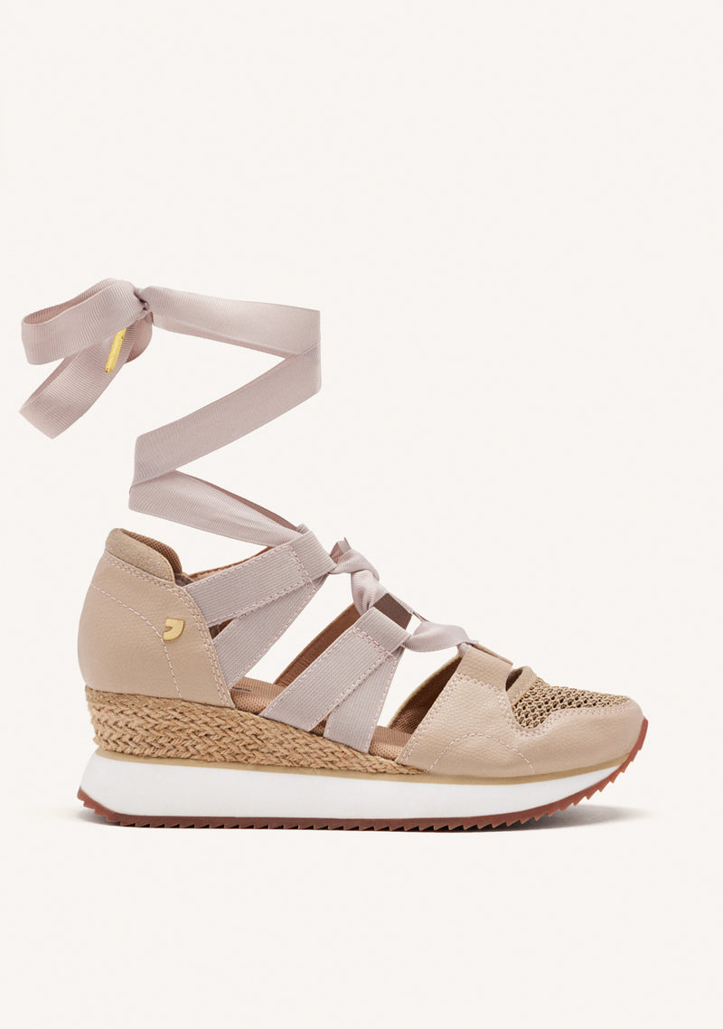 SNEAKERS ABIERTOS BEIGE TIPO ESPADRILLE CON TIRAS PARA MUJER MUIR